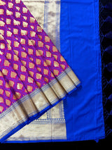Purple & Blue Half-and-Half Banarasi saree in banarasi silk with half and half with gold zari — Kaash Collection