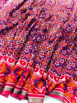 Purple and Pink Printed Soft Silk Saree - Kaash