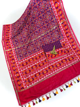 Purple and Pink Printed Soft Silk Saree - Kaash