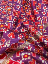 Purple and Pink Printed Soft Silk Saree - Kaash