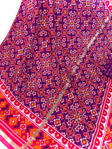 Purple and Pink Printed Soft Silk Saree - Kaash