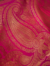 Purple & Pink Banarasi saree in pure banarasi semi katan silk with copper zari weave with floral pattern — Kaash Collection