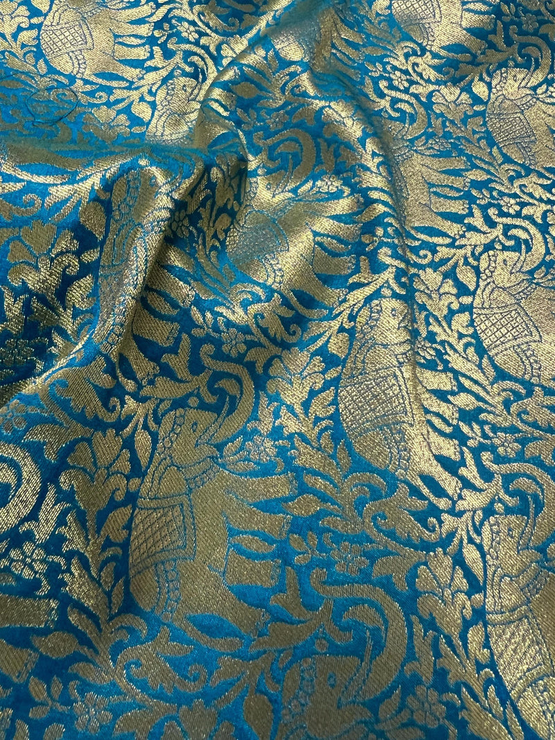 Purple and Sky Blue Color combination Banarasi Silk Shikargah Saree in Zari Weave Work | Shikargah Sarees - Kaash