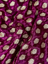 Purple Banarasi Tanchoi Silk Saree | Handloom Zari Weaving - Kaash