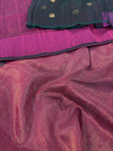 Purple & Black Matka Muslin Jamdani Saree - Kaash