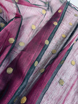 Purple & Black Matka Muslin Jamdani Saree - Kaash