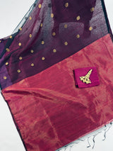 Purple & Black Matka Muslin Jamdani Saree - Kaash