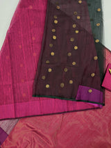 Purple & Black Matka Muslin Jamdani Saree - Kaash