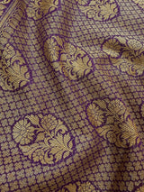 Purple banarasi semi georgette silk saree with muted zari, dyeable base — Kaash Collection
