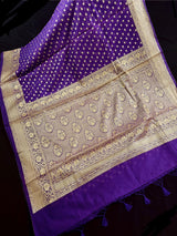 Purple banarasi semi georgette silk saree with muted zari, dyeable base — Kaash Collection