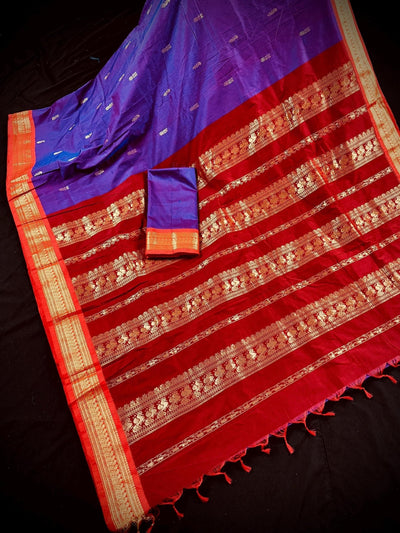 Purple Color Color Cotton Silk Handloom Saree - Kaash