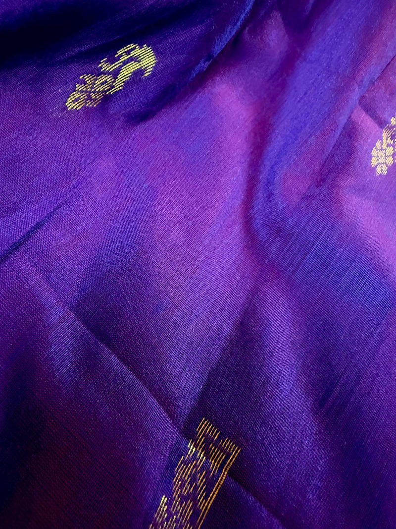 Purple Color Color Cotton Silk Handloom Saree | Venkatagiri Saree | Cotton Silk Sarees - Kaash