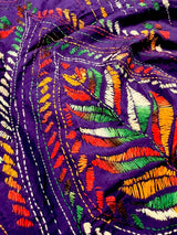 Purple with Multi-Color Kantha hand Kantha stitch saree on Bangalori silk — Kaash Collection