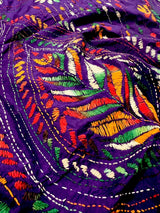 Purple with Multi-Color Kantha hand Kantha stitch saree on Bangalori silk — Kaash Collection