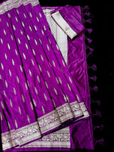 Purple Color Mashru Silk Handloom Saree with Muted Gold Zari - Kaash