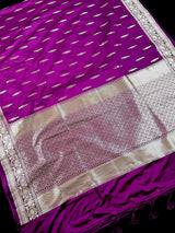 Purple Color Mashru Silk Handloom Saree with Muted Gold Zari - Kaash