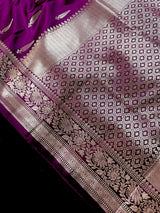 Purple Color Mashru Silk Handloom Saree with Muted Gold Zari - Kaash