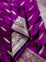 Purple Color Mashru Silk Handloom Saree with Muted Gold Zari - Kaash