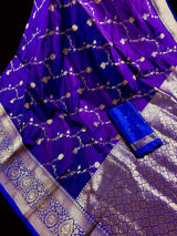Purple Color Pure Katan Silk Saree with Gold Zari Weave - Kaash