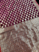 Purple Color Semi Crushed Banarasi Silk Handloom Saree - Kaash