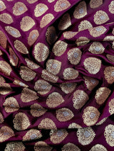 Purple Color Semi Crushed Banarasi Silk Handloom Saree - Kaash