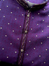 Purple Eggplant Color Men Kurta Pajama - Kaash