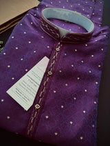 Purple Eggplant Color Men Kurta Pajama - Kaash