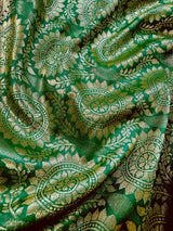 Purple Green Banarasi Traditional Handloom Saree, Zari Weave, Grand Pallu - Kaash
