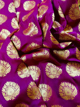 Purple Green Banarasi Traditional Handloom Saree, Zari Weave, Grand Pallu - Kaash