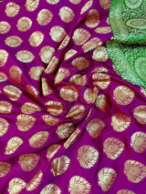 Purple Green Banarasi Traditional Handloom Saree, Zari Weave, Grand Pallu - Kaash