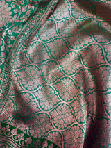 Silk Mark Certified Purple with Green Border saree in pure katan silk with contrasting green border & pallu — Kaash Collection