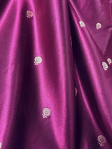 Purple Banarasi saree in handloom banarasi mashru saree with muted gold zari weaving on mashru handloom — Kaash Collection