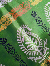 Purple-Pinkish Art Silk with Mehandi Green Border saree in soft art silk with digital prints with mehandi & gold border — Kaash Collection