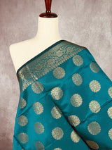 Rama Green Banarasi Silk Chakra Designer Dupatta with Muted Gold Zari| Light Weight Dupatta | Stole | Scarf | Benarasi Dupatta - Kaash