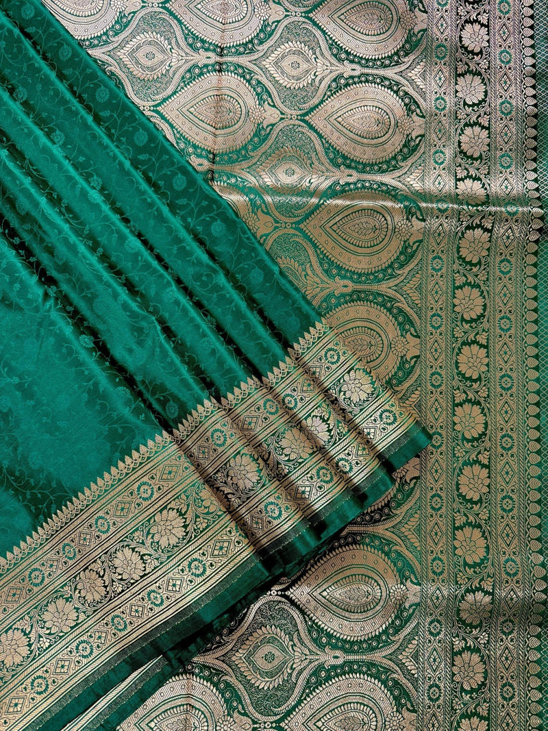 Rama Green Color Soft Mashru Silk handloom – Kaash Collection