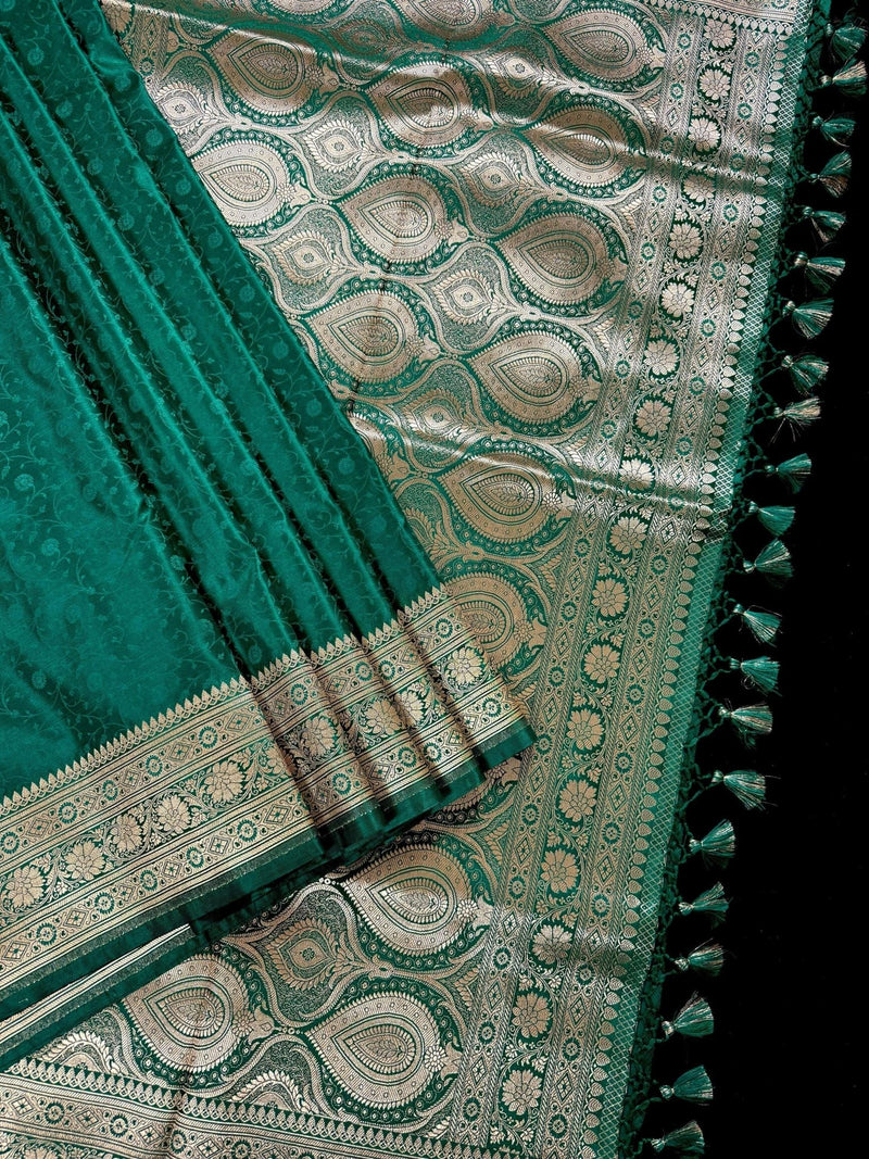 Rama Green Color Soft Mashru Silk handloom – Kaash Collection