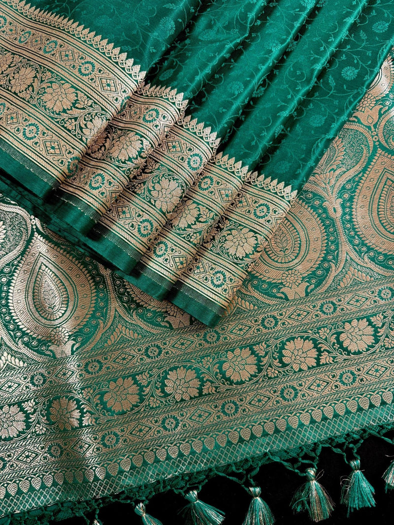 Rama Green Color Soft Mashru Silk handloom – Kaash Collection