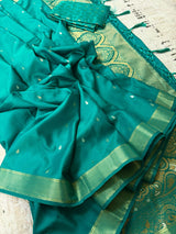 Rama Green Soft Satin Silk Light Weight Saree - Kaash