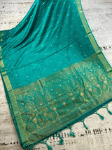 Rama Green Soft Satin Silk Light Weight Saree - Kaash