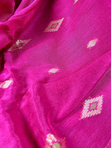 Rani Pink Linen Cotton Silk saree in linen blend cotton silk with zari weaving with meenakari work — Kaash Collection