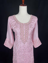 Readymade 3pcs Suit in Pastel Lilac Color For Women with Handwork Work - Kaash