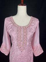 Readymade 3pcs Suit in Pastel Lilac Color For Women with Handwork Work - Kaash