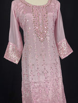 Readymade 3pcs Suit in Pastel Lilac Color For Women with Handwork Work - Kaash