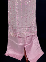 Readymade 3pcs Suit in Pastel Lilac Color For Women with Handwork Work - Kaash