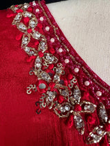 Readymade 3pcs Suit in Red Color For Women with Handwork - Kaash