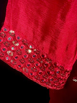 Readymade 3pcs Suit in Red Color For Women with Handwork - Kaash