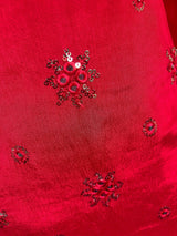 Readymade 3pcs Suit in Red Color For Women with Handwork - Kaash