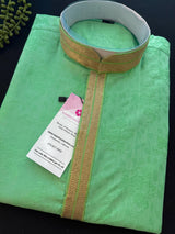 Readymade Green Color Men Kurta Pajama for Men with Intricate Self Design - Kaash