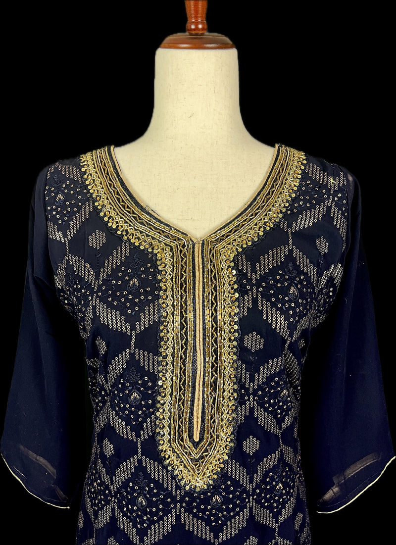 Readymade Navy Blue Color Georgette Salwar Kameez for Women with Handwork Work and Heavy Dupatta | Blue Color Indian Party Wear Dresses - Kaash