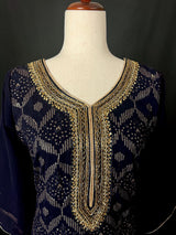 Readymade Navy Blue Color Georgette Salwar Kameez for Women with Handwork Work and Heavy Dupatta | Blue Color Indian Party Wear Dresses - Kaash